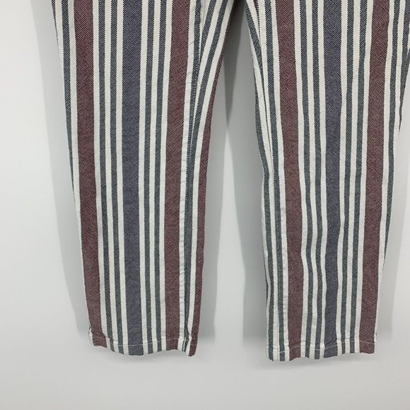 Free People Pants Stripe Mod Linen Blend Skinny Ankle Crop - Picture 6 of 12
